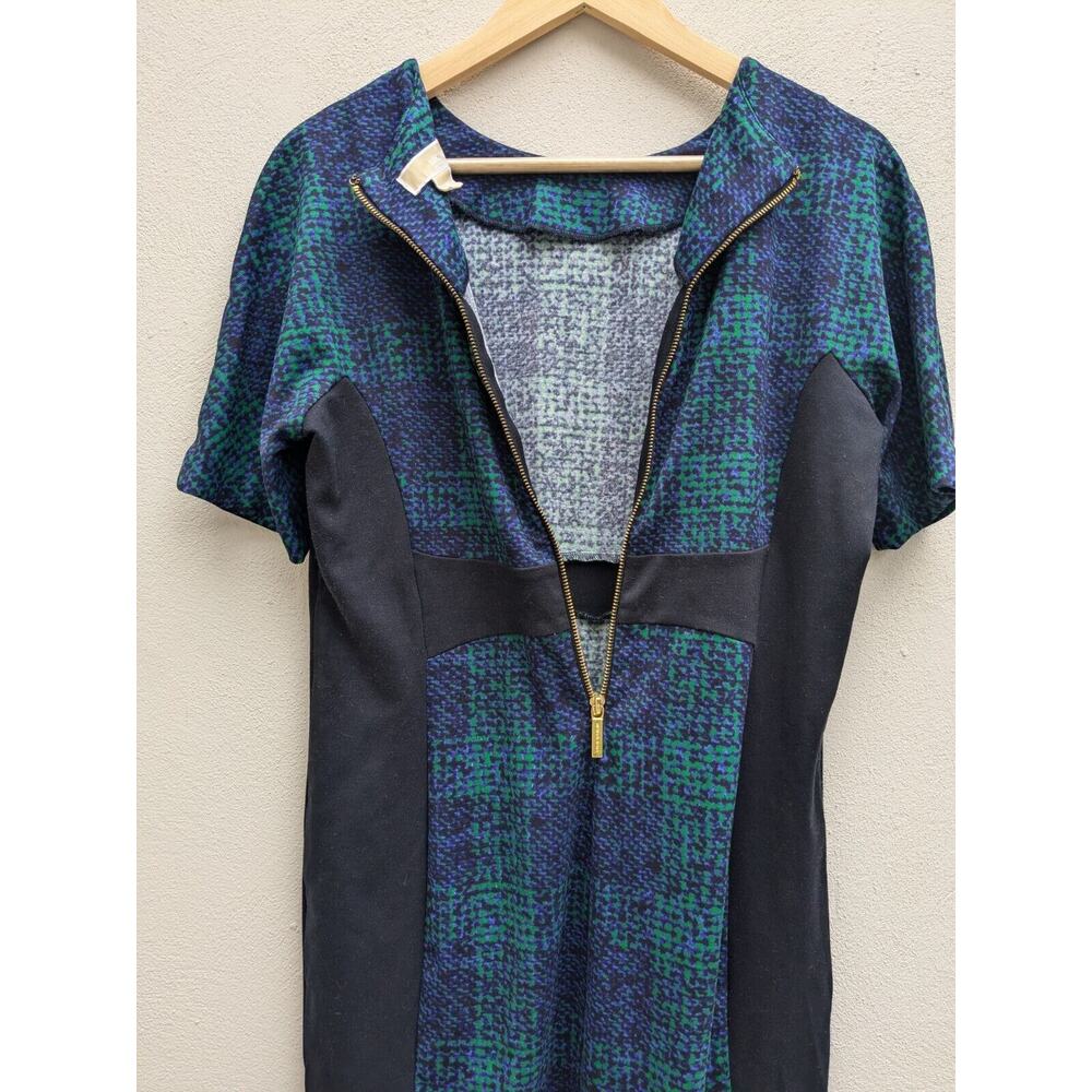Michael Kors Women's Mini Dress Black Green Blue Paisley MK Size 14 Petite - Picture 5 of 8
